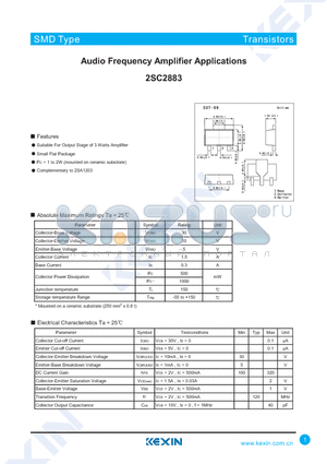 2SC2883 datasheet - Audio Frequency Amplifier Applications