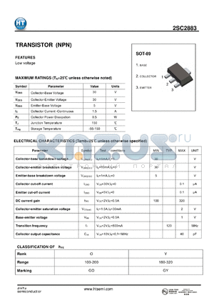 2SC2883 datasheet - TRANSISTOR(NPN)