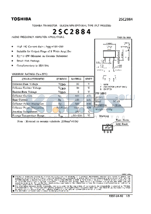 2SC2884 datasheet - TRANSISTOR (AUDIO FREQUENCY AMPLIFIER APPLICATIONS)