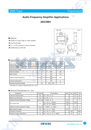 2SC2884 datasheet - Audio Frequency Amplifier Applications
