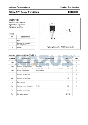 2SC2898 datasheet - Silicon NPN Power Transistors