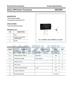 2SC2921 datasheet - Silicon NPN Power Transistors