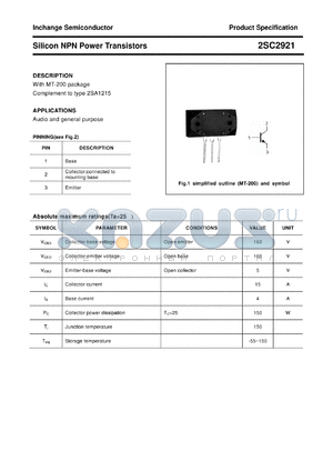 2SC2921 datasheet - Silicon NPN Power Transistors