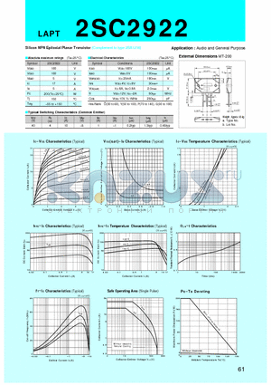 2SC2922 datasheet - Silicon NPN Epitaxial Planar Transistor(Audio and General Purpose)