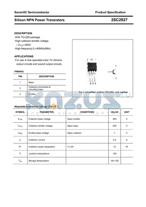 2SC2927 datasheet - Silicon NPN Power Transistors