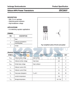 2SC2937 datasheet - Silicon NPN Power Transistors