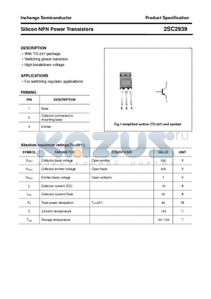 2SC2939 datasheet - Silicon NPN Power Transistors