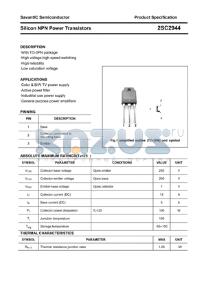 2SC2944 datasheet - Silicon NPN Power Transistors