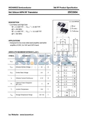 2SC2954 datasheet - isc Silicon NPN RF Transistor