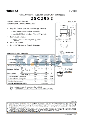 2SC2982 datasheet - TRANSISTOR (STOROBO FLASH, MEDIUM POWER AMPLIFIER APPLICATIONS)