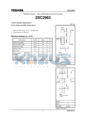 2SC2983 datasheet - Power Amplifier Applications Driver Stage Amplifier Applications