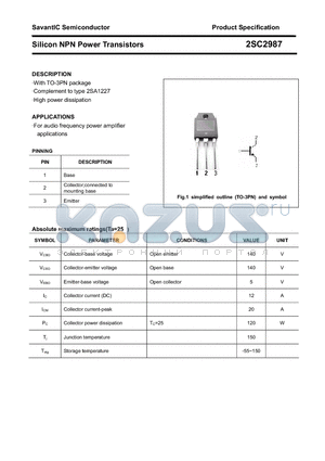 2SC2987 datasheet - Silicon NPN Power Transistors