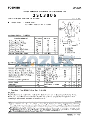 2SC3006 datasheet - TRANSISTOR (UHF BAND POWER AMPLIFIER APPLICATIONS)