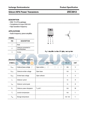 2SC3012 datasheet - Silicon NPN Power Transistors