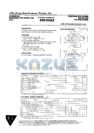 2SC3022 datasheet - NPN EPITAXIAL PLANAR TYPE