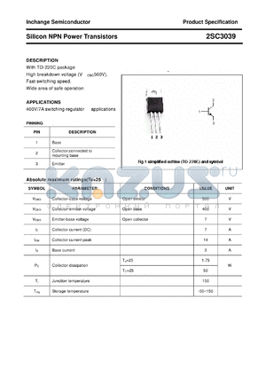 2SC3039 datasheet - Silicon NPN Power Transistors
