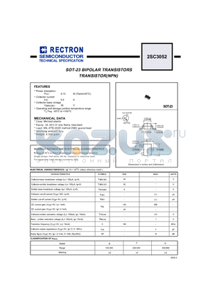 2SC3052 datasheet - SOT-23 BIPOLAR TRANSISTORS TRANSISTOR(NPN)