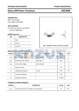 2SC3058 datasheet - Silicon NPN Power Transistors