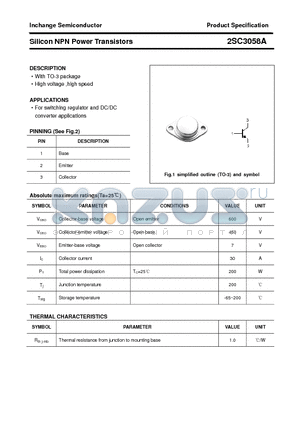 2SC3058A datasheet - Silicon NPN Power Transistors