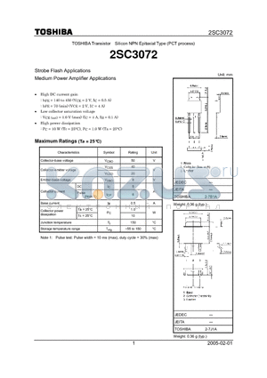 2SC3072_05 datasheet - Strobe Flash Applications Medium Power Amplifier Applications