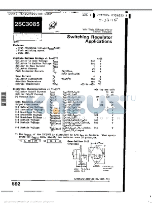 2SC3085 datasheet - NPN Triple Diffused Planar Silicon Transistor