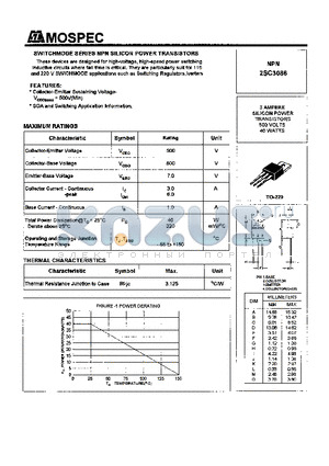 2SC3086 datasheet - POWER TRANSISTORS(3A,500V,40W)