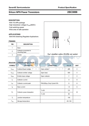 2SC3088 datasheet - Silicon NPN Power Transistors