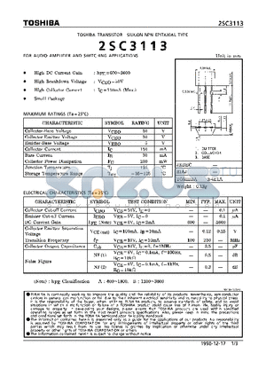 2SC3113 datasheet - TRANSISTOR (FOR AUDIO AMPLFIER AND SWITCHING APPLICATIONS)