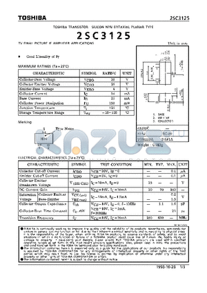 2SC3125 datasheet - NPN EPITAXIAL PLANAR TYPE (TV FINAL PICTURE RF AMPLIFIER APPLICATIONS)