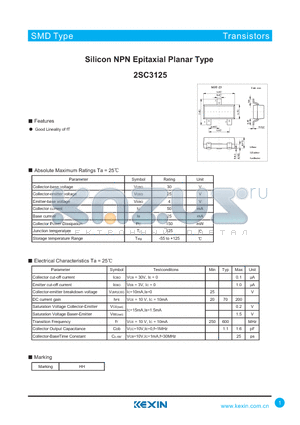 2SC3125 datasheet - Silicon NPN Epitaxial Planar Type