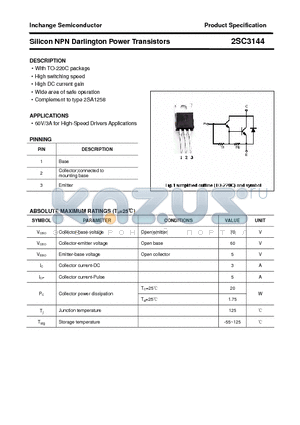 2SC3144 datasheet - Silicon NPN Darlington Power Transistors