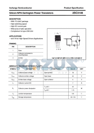 2SC3146 datasheet - Silicon NPN Darlington Power Transistors