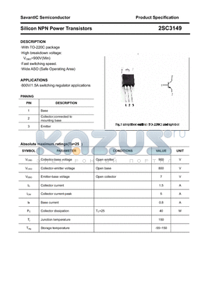 2SC3149 datasheet - Silicon NPN Power Transistors