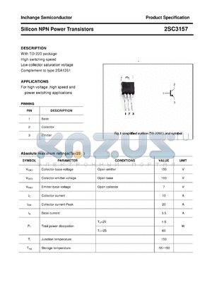 2SC3157 datasheet - Silicon NPN Power Transistors