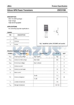 2SC3158 datasheet - Silicon NPN Power Transistors