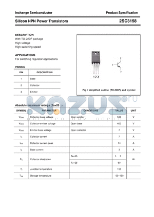 2SC3158 datasheet - Silicon NPN Power Transistors