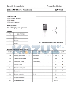 2SC3159 datasheet - Silicon NPN Power Transistors