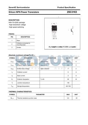 2SC3163 datasheet - Silicon NPN Power Transistors