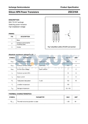 2SC3164 datasheet - Silicon NPN Power Transistors