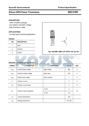 2SC3169 datasheet - Silicon NPN Power Transistors