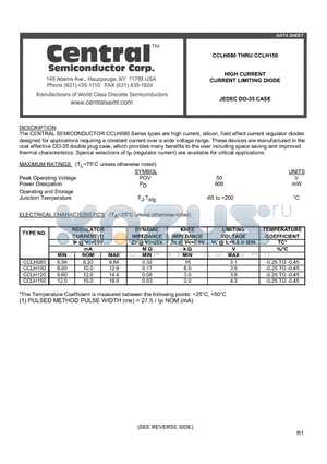 CCLH150 datasheet - HIGH CURRENT CURRENT LIMITING DIODE