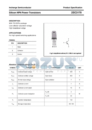 2SC3170 datasheet - Silicon NPN Power Transistors