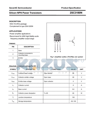 2SC3180N datasheet - Silicon NPN Power Transistors