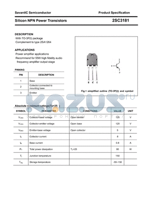 2SC3181 datasheet - Silicon NPN Power Transistors