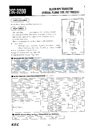 2SC3200 datasheet - SILICON NPN TRANSISTOR EPITAXIAL PLANAR TYPE(PCT PROCESS)