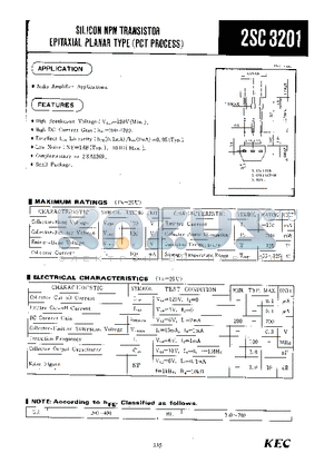 2SC3201 datasheet - SILICON NPN TRANSISTOR EPITAXIAL PLANAR TYPE(PCT PROCESS)