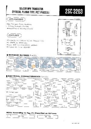 2SC3203 datasheet - SILICON NPN TRANSISTOR EPITAXIAL PLANAR TYPE(PCT PROCESS)