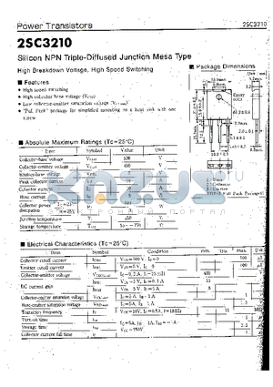 2SC3210 datasheet - Silicon NPN Triple-Diffused Junction Mesa Type