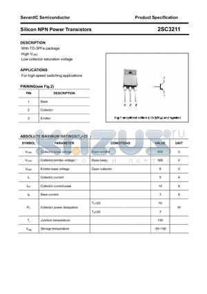 2SC3211 datasheet - Silicon NPN Power Transistors