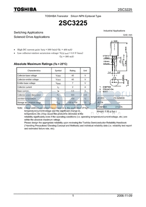 2SC3225 datasheet - Silicon NPN Epitaxial Type Switching Applications